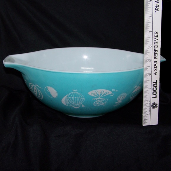 VTG Pyrex Turquoise Hot air balloon Cinderella #444 mixing bowl 4 Qt - Picture 9 of 11